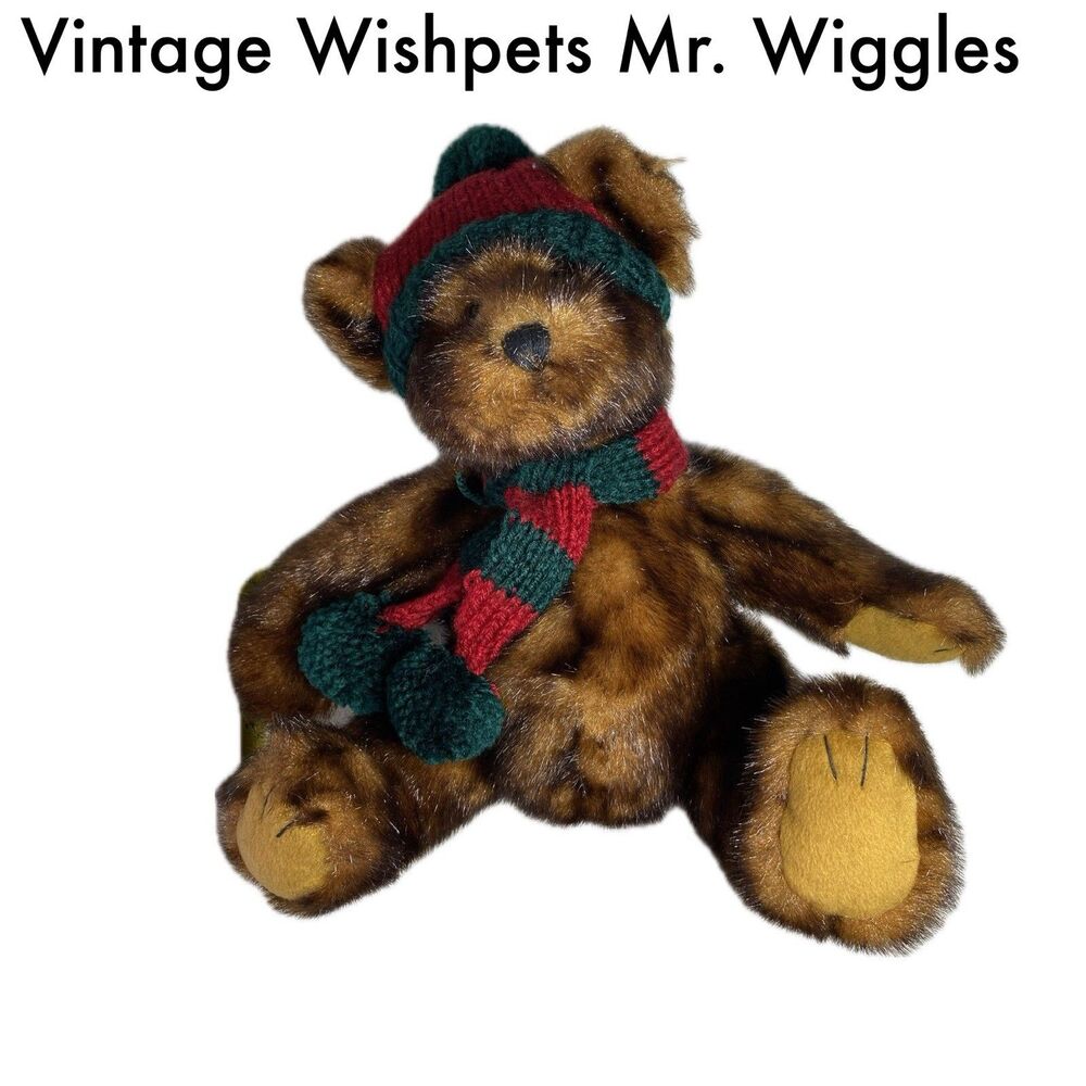Vintage 2000 Wishpets "Mr Wiggles" Christmas Teddy Bear Plush 15” Toy